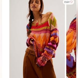 Free People Lydia Monochrome Pullover Colorful Sweater